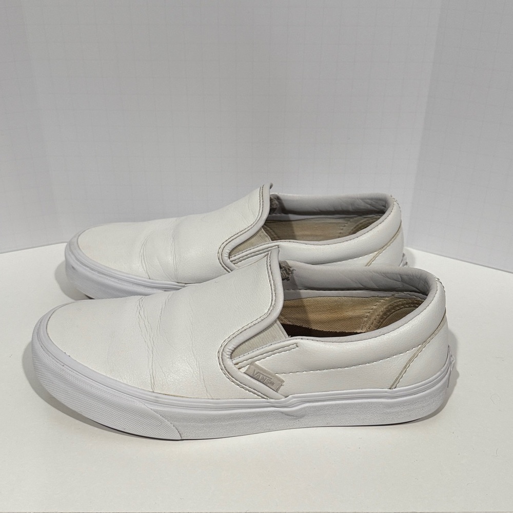 Vans white leather slip on shoes - Picture 4 of 9